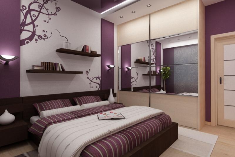 Спальня в фиолетовых тонах. Спальня – это помещение, где человек чувствует покой и умиротворение, отдыхает телом и душой.